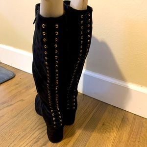 Gorgeous faux suede Wide Calf riding boot